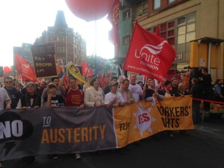 Unite trade union demo austerity