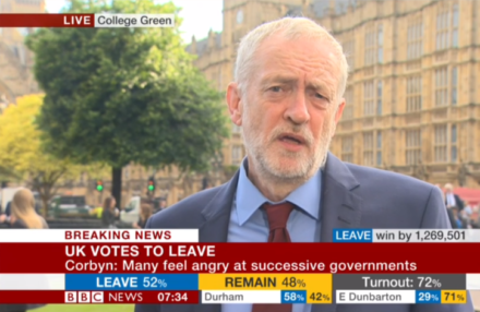 Corbyn Referendum result on BBC