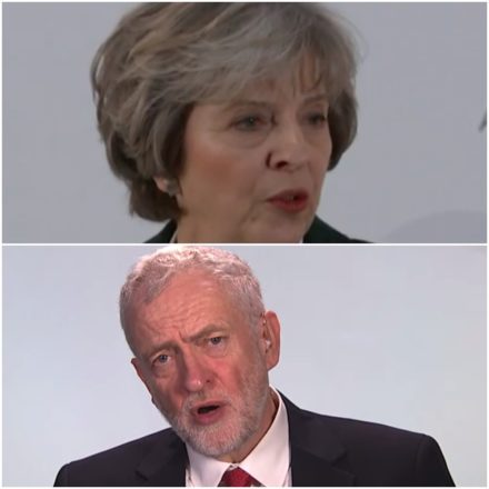 Jeremy Corbyn Theresa May composite
