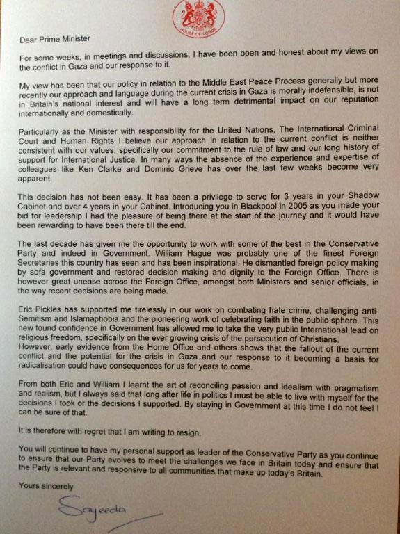 Warsi resignation letter