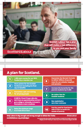Scottish Labour pledge-card