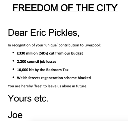 Eric Pickles Joe Anderson freedom of liverpool