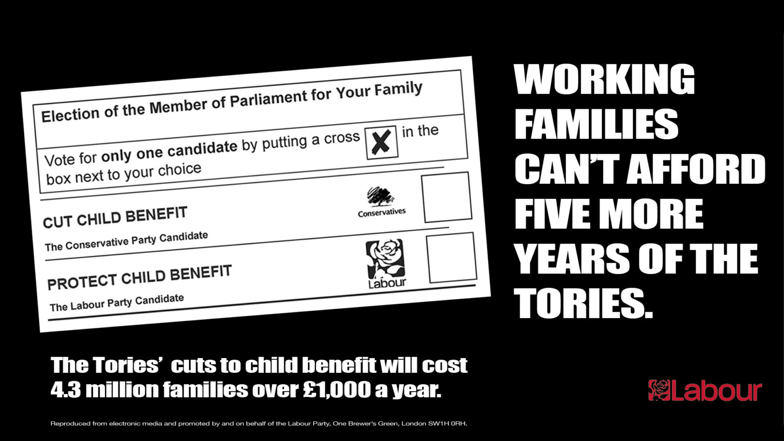 "We have six days to save your child benefit" Labour poster