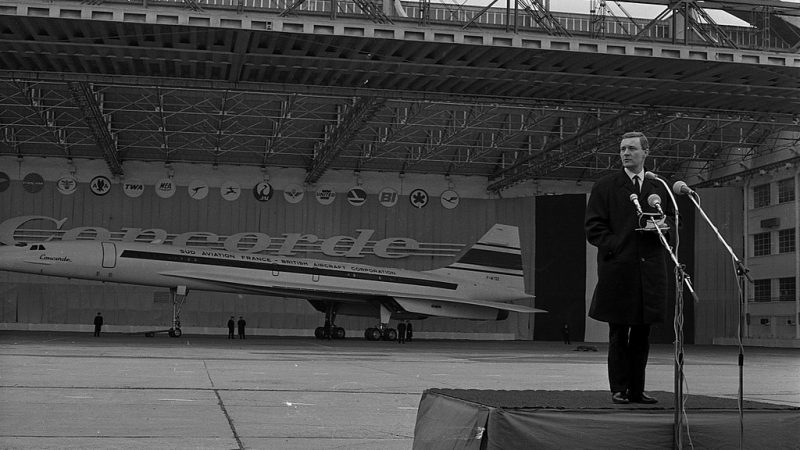 Former Labour minister Tony Benn at the unveiling of Concorde. (c) André Cros under CC BY-SA 4.0.
