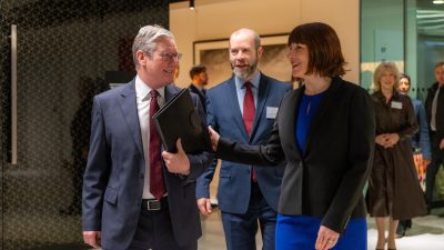 Keir Starmer with shadow cabinet colleagues Jonathan Reynolds and Rachel Reeves.