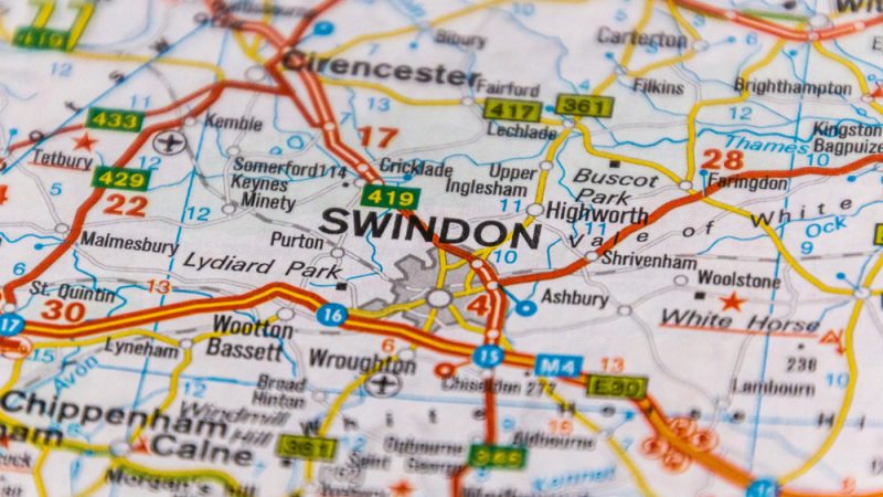 Swindon on a map