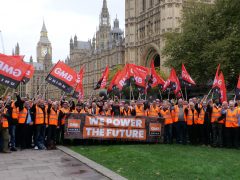 GMB workers assembled in Westminster in October 2024. Photo: GMB