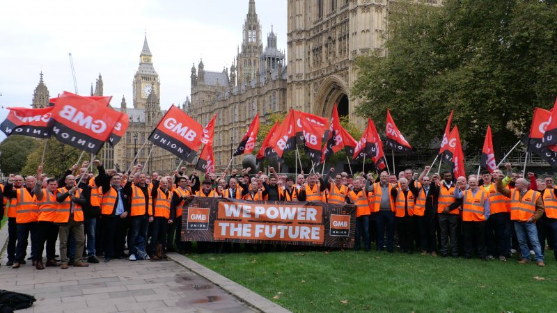 GMB workers assembled in Westminster in October 2024. Photo: GMB