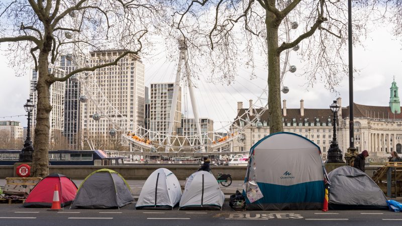 Homeless tents in London