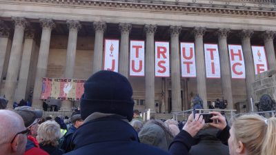 Vigil to remember the 96 victims of Hillsborough, April 2016 at St Georges Hall Liverpool.