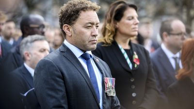 RAF Veteran Calvin Bailey MBE MP at the opening of the House of Commons Garden of Remembrance in New Palace Yard Palace of Westminster.
