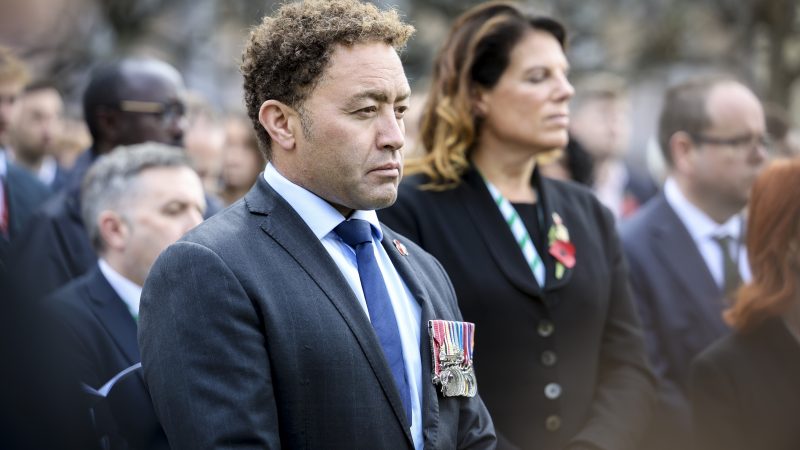 RAF Veteran Calvin Bailey MBE MP at the opening of the House of Commons Garden of Remembrance in New Palace Yard Palace of Westminster.