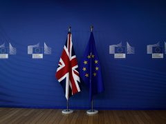 UK and EU flags together / Brexit