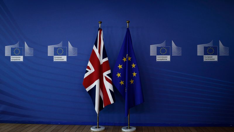 UK and EU flags together / Brexit