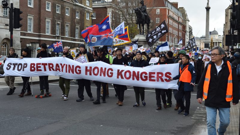 Protestors at UK Chinese embassy