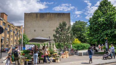 Flower stall in Tanner Street Gardens, Bermondsey Street, Southwark, South London