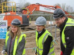 Cllr Lauren Townsend, deputy leader of Milton Keynes council and Ed Cllr Ed Hume attend the launch of a new housing project