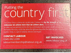 Labour Party Membership Card (back)
