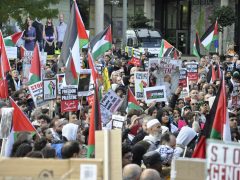 Pro Palestinian protesters demonstration in Salford.