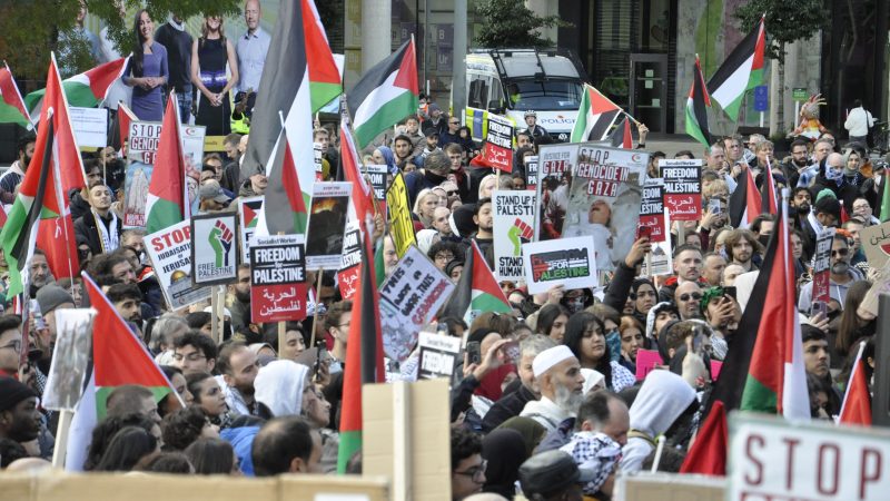 Pro Palestinian protesters demonstration in Salford.