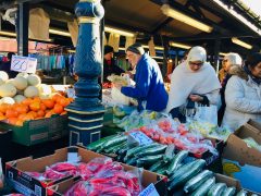 A market scene in Dewsbury