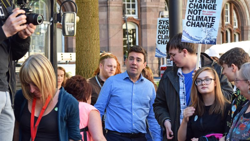 Andy Burnham in crowd at demo