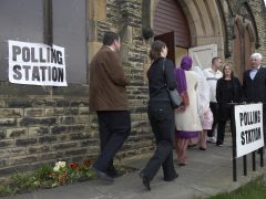 Voters at a polling station