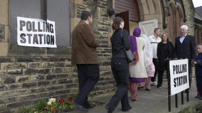 Voters at a polling station