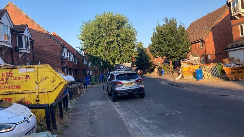 St James Estate Bermondsey, with multiple skips