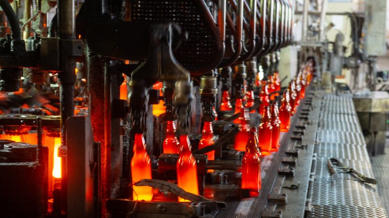 bottles in a glass factory