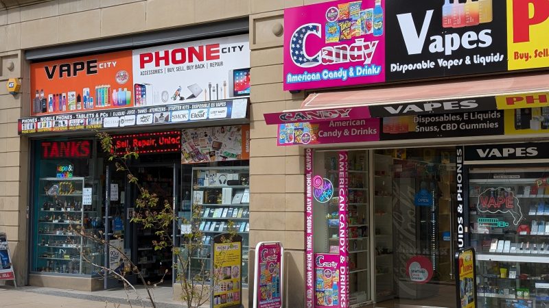 Vape shops on a Sheffield High Street