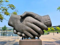Statue of a handshake